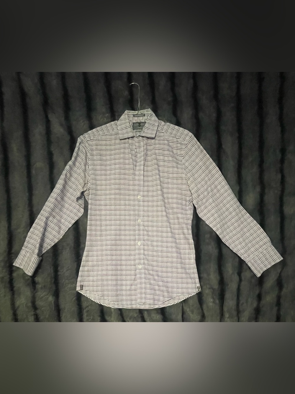Black Brown 1826 Men's Checked Dress Shirt - White & Navy